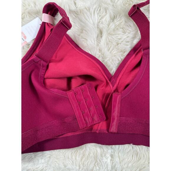 Cacique Unlined Full Coverage No-Wire Bra New Size 42DDD Burgundy Red LACE - Picture 7 of 9